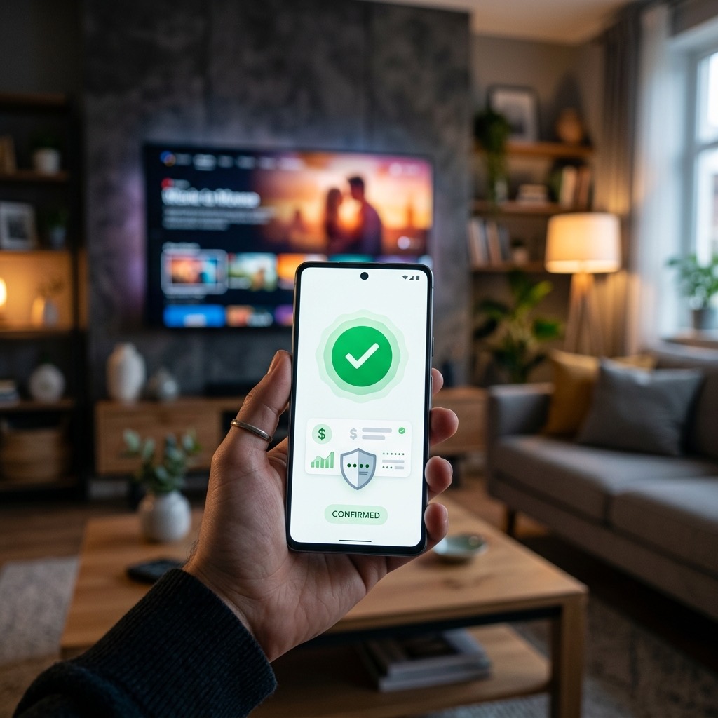 Digital betalningsbekräftelse på smartphone som illustrerar iptv återbetalning